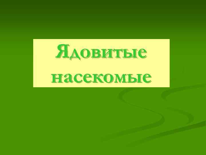 Ядовитые насекомые 