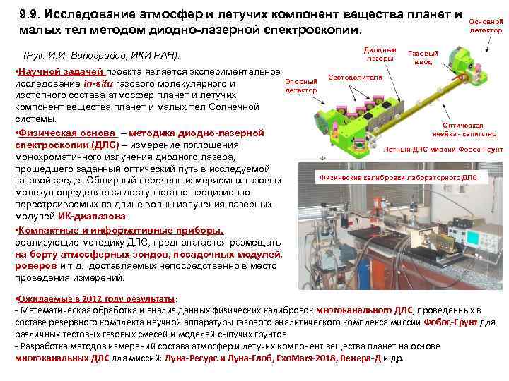 9. 9. Исследование атмосфер и летучих компонент вещества планет и Основной детектор малых тел