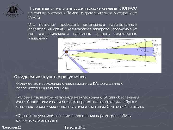  Предлагается излучать существующие сигналы ГЛОНАСС не только в сторону Земли, а дополнительно в