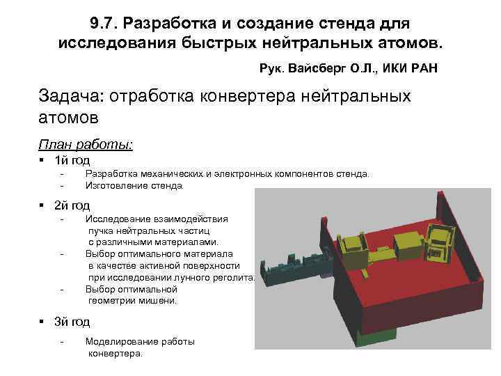 9. 7. Разработка и создание стенда для исследования быстрых нейтральных атомов. Рук. Вайсберг О.