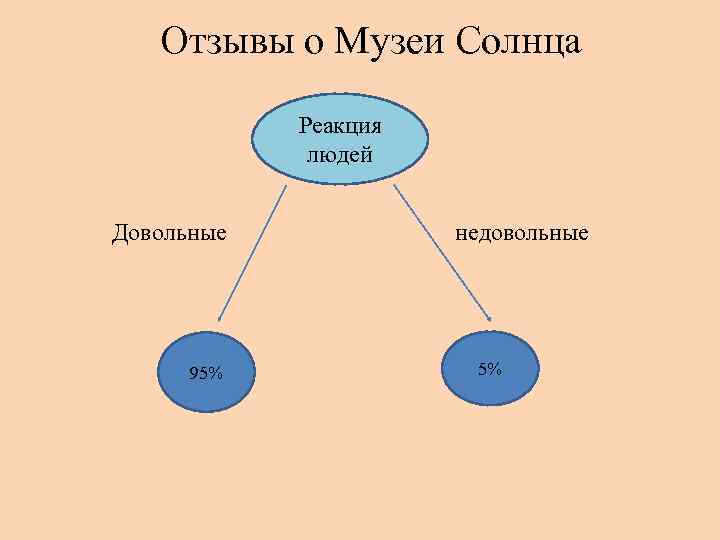 Отзывы о Музеи Солнца Реакция людей Довольные 95% недовольные 5% 