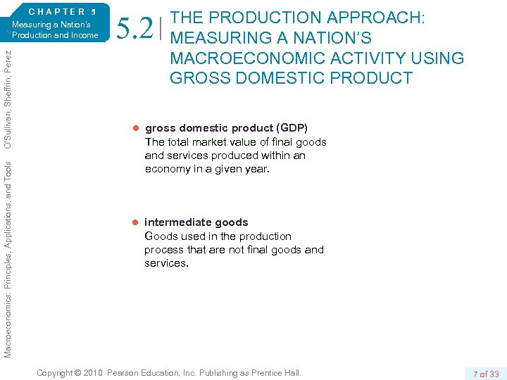 Macroeconomics: Principles, Applications, and Tools O’Sullivan, Sheffrin, Perez 6/e. CHAPTER 5 Measuring a Nation’s