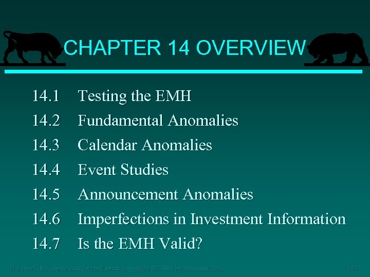 CHAPTER 14 OVERVIEW 14. 1 14. 2 14. 3 Testing the EMH Fundamental Anomalies