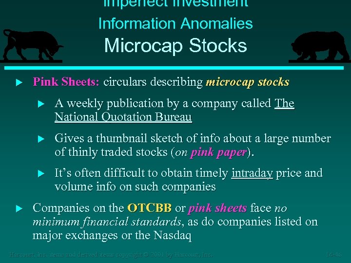 Imperfect Investment Information Anomalies Microcap Stocks u Pink Sheets: circulars describing microcap stocks u