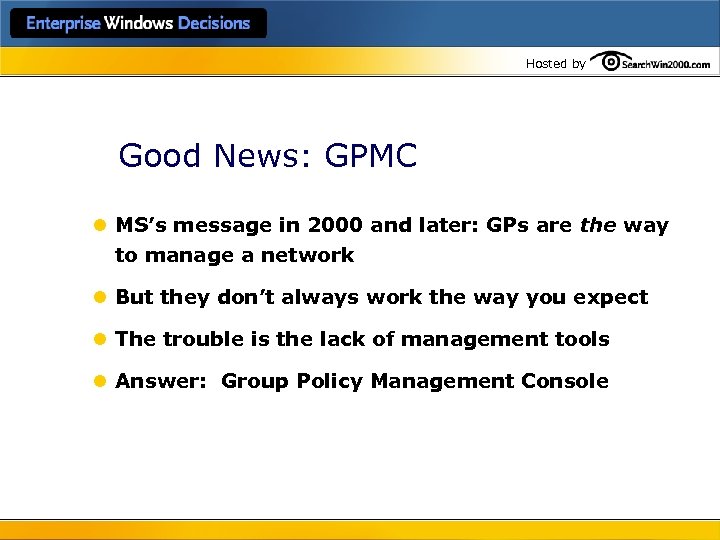 Hosted by Good News: GPMC l MS’s message in 2000 and later: GPs are