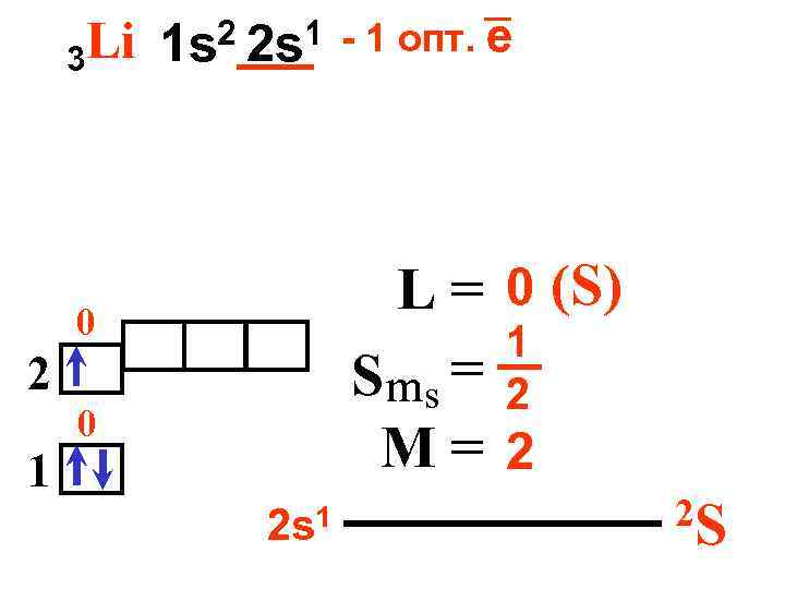 Li 1 s 2 2 s 1 3 L = 0 (S) 1 S