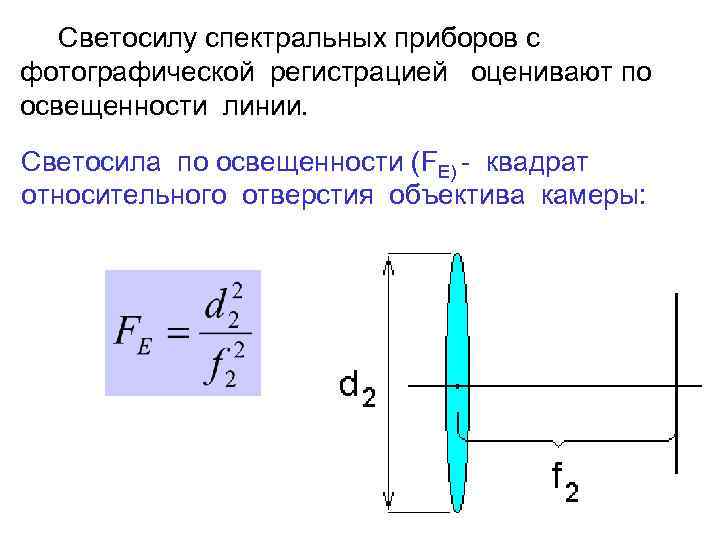 Светосилу спектральных приборов с фотографической регистрацией оценивают по освещенности линии. Светосила по освещенности (FE)