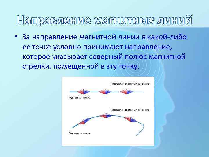 Направление магнитных линий • За направление магнитной линии в какой-либо ее точке условно принимают