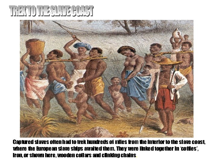 Captured slaves often had to trek hundreds of miles from the interior to the