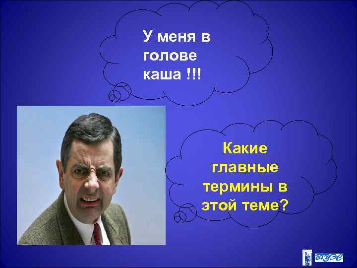 У меня в голове каша !!! Какие главные термины в этой теме? 