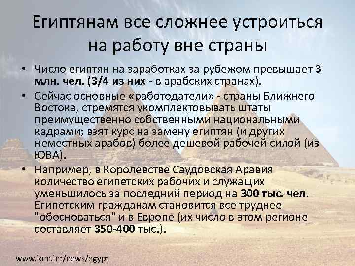 Египтянам все сложнее устроиться на работу вне страны • Число египтян на заработках за