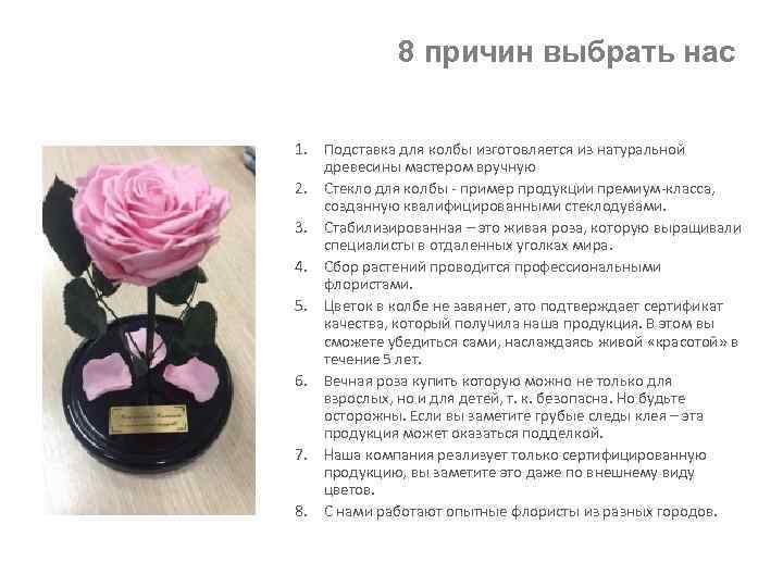 8 причин выбрать нас 1. Подставка для колбы изготовляется из натуральной древесины мастером вручную