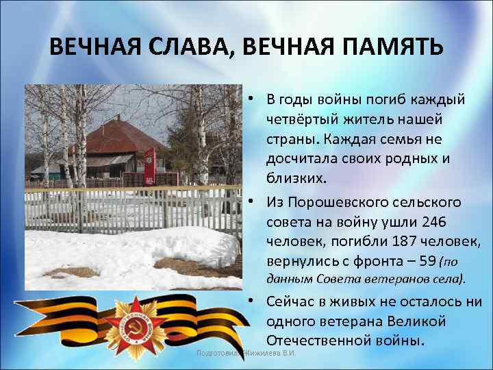ВЕЧНАЯ СЛАВА, ВЕЧНАЯ ПАМЯТЬ • В годы войны погиб каждый четвёртый житель нашей страны.
