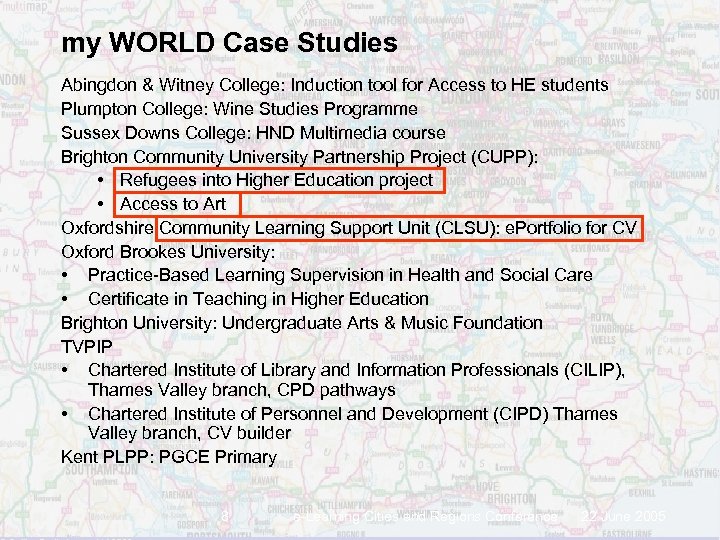 my WORLD Case Studies Abingdon & Witney College: Induction tool for Access to HE