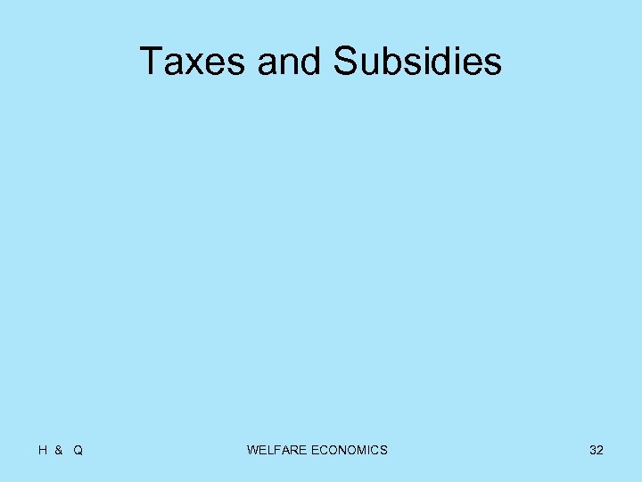 Taxes and Subsidies H & Q WELFARE ECONOMICS 32 