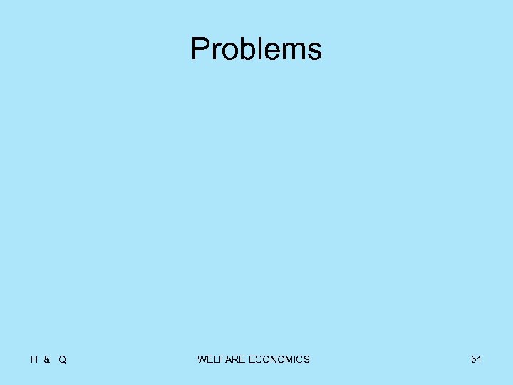 Problems H & Q WELFARE ECONOMICS 51 
