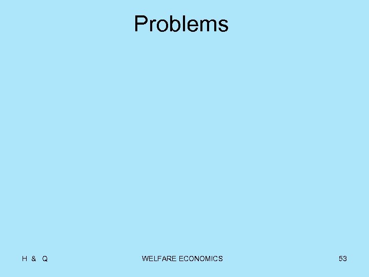 Problems H & Q WELFARE ECONOMICS 53 