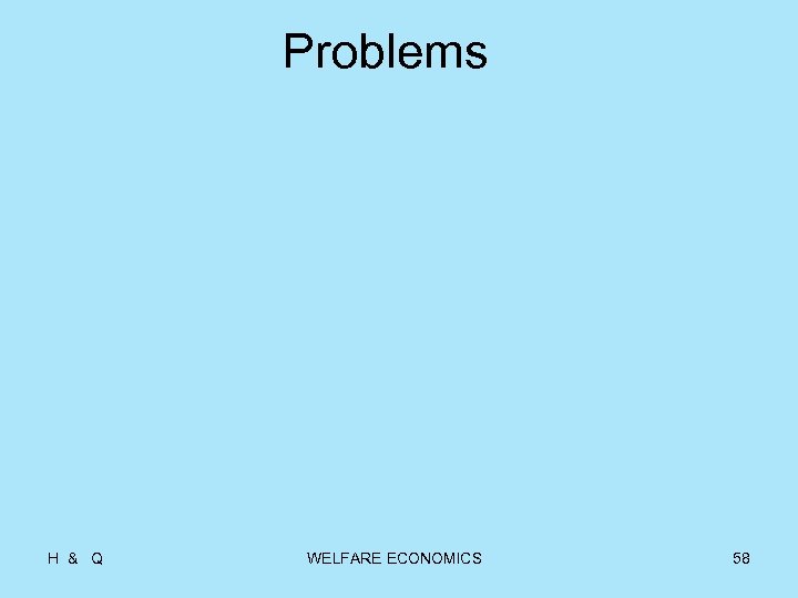 Problems H & Q WELFARE ECONOMICS 58 