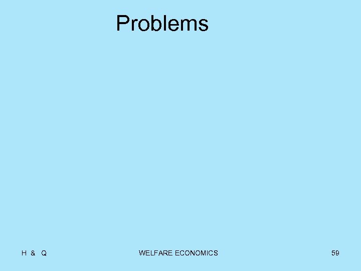 Problems H & Q WELFARE ECONOMICS 59 
