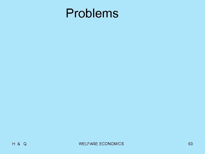 Problems H & Q WELFARE ECONOMICS 63 