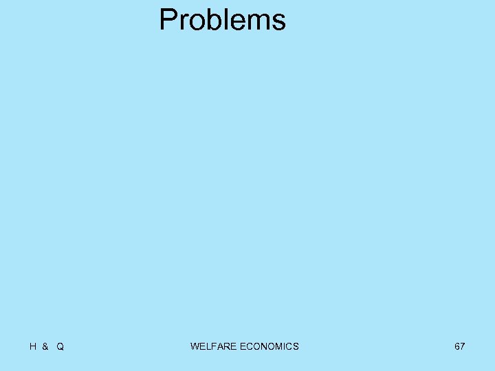Problems H & Q WELFARE ECONOMICS 67 