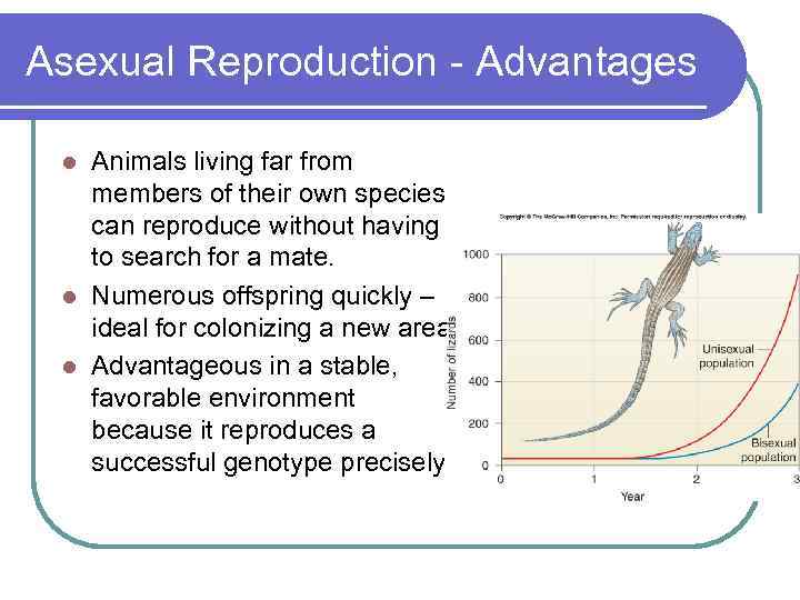 Asexual Reproduction - Advantages Animals living far from members of their own species can