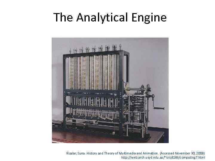 The Analytical Engine Rizalar, Suna. History and Theory of Multimedia and Animation. (Accessed November