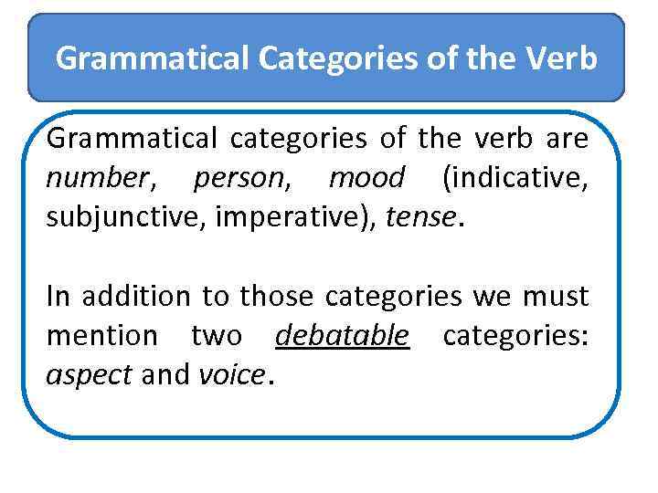 Categories of verb