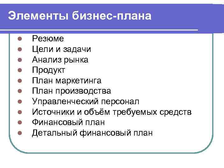 Источники и объем требуемых средств бизнес плана