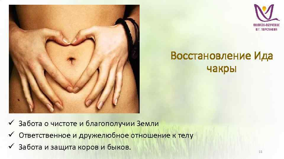 Восстановление Ида чакры ü Забота о чистоте и благополучии Земли ü Ответственное и дружелюбное