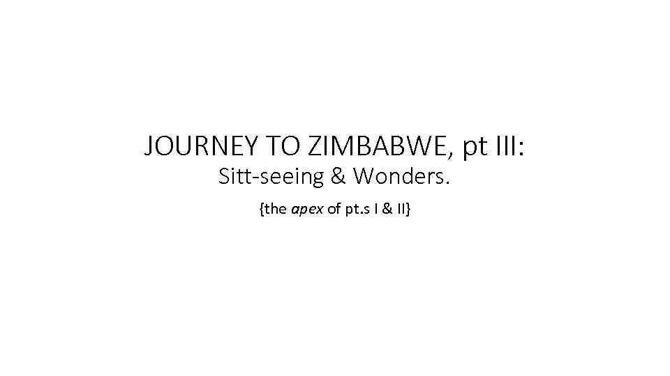 JOURNEY TO ZIMBABWE, pt III: Sitt-seeing & Wonders. {the apex of pt. s I