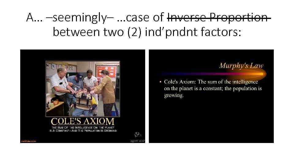 A… –seemingly– …case of Inverse Proportion between two (2) ind’pndnt factors: 