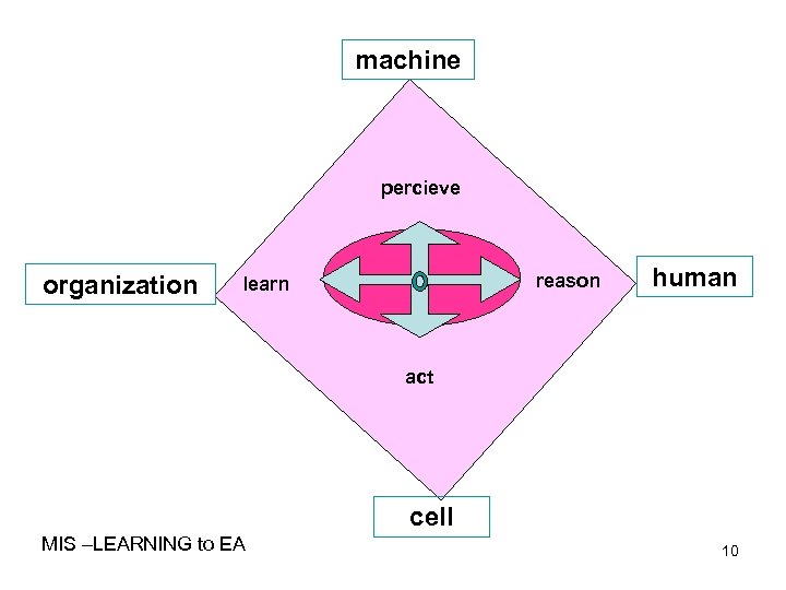 machine percieve organization reason learn human act cell MIS –LEARNING to EA 10 