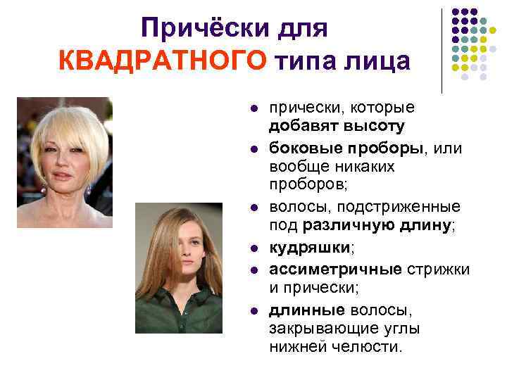 Причёски для КВАДРАТНОГО типа лица l l l прически, которые добавят высоту боковые проборы,