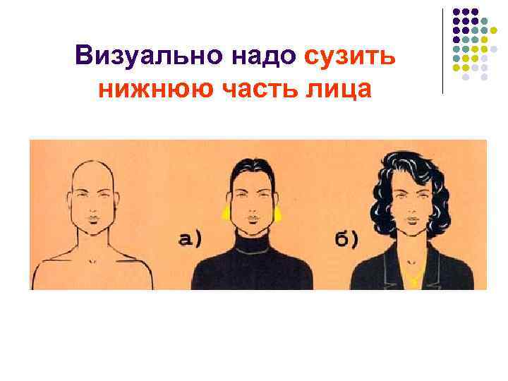 Визуально надо сузить нижнюю часть лица 