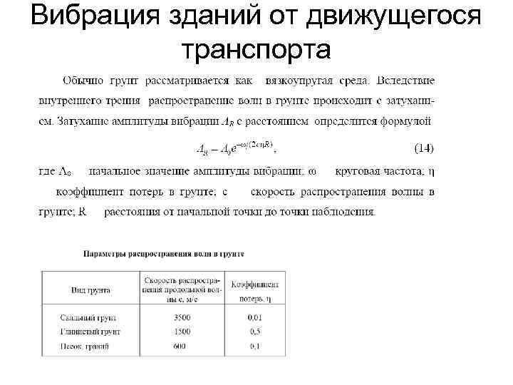 Вибрация зданий от движущегося транспорта 