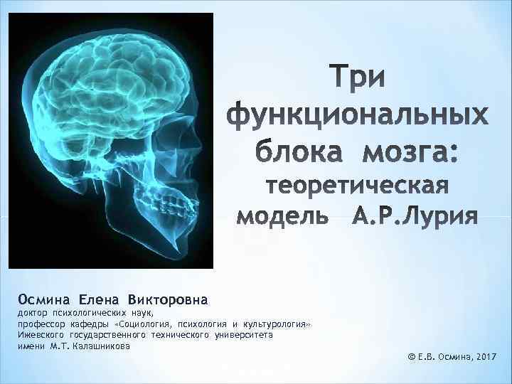 Осмина Елена Викторовна доктор психологических наук, профессор кафедры «Социология, психология и культурология» Ижевского государственного