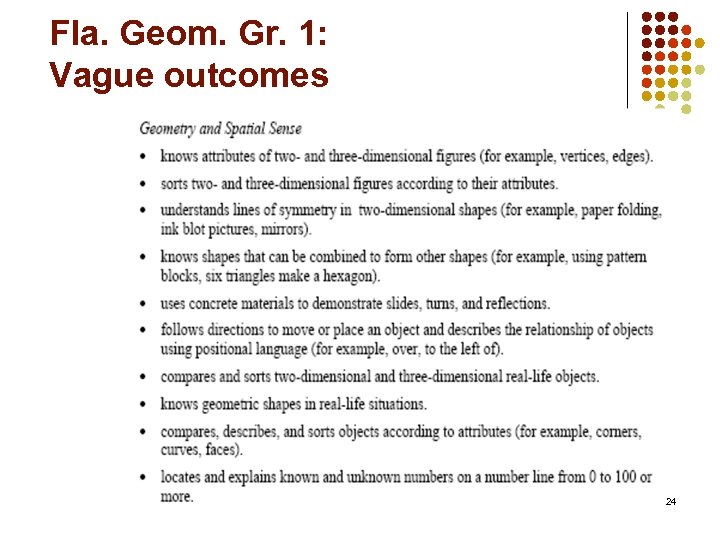 Fla. Geom. Gr. 1: Vague outcomes 24 