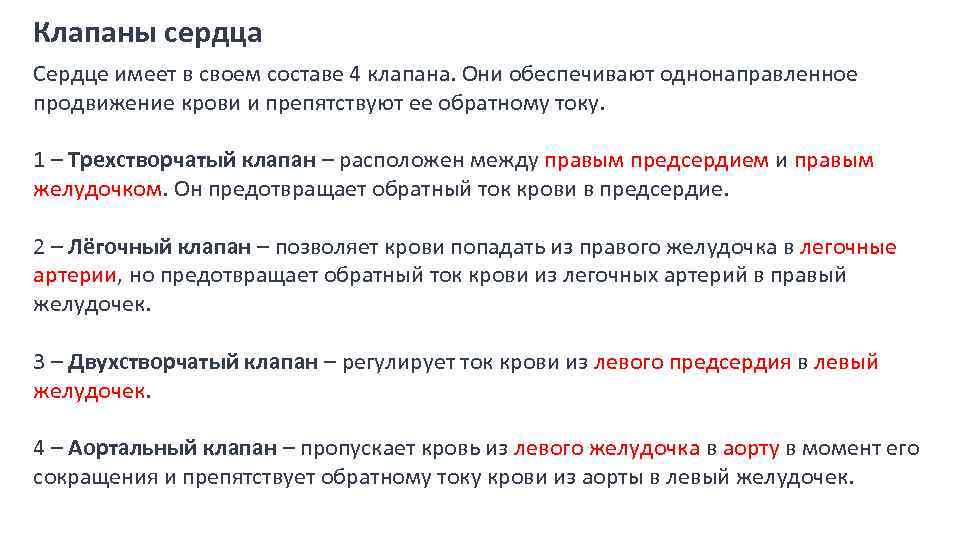 Клапаны сердца Сердце имеет в своем составе 4 клапана. Они обеспечивают однонаправленное продвижение крови