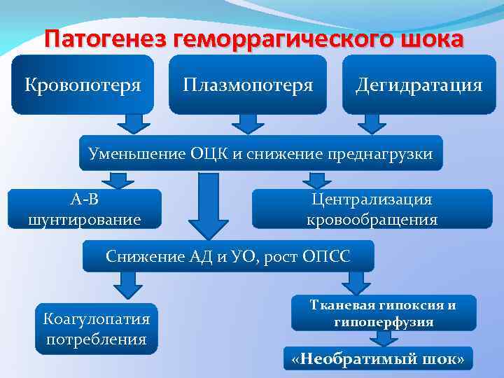 Патогенез геморрагического шока схема