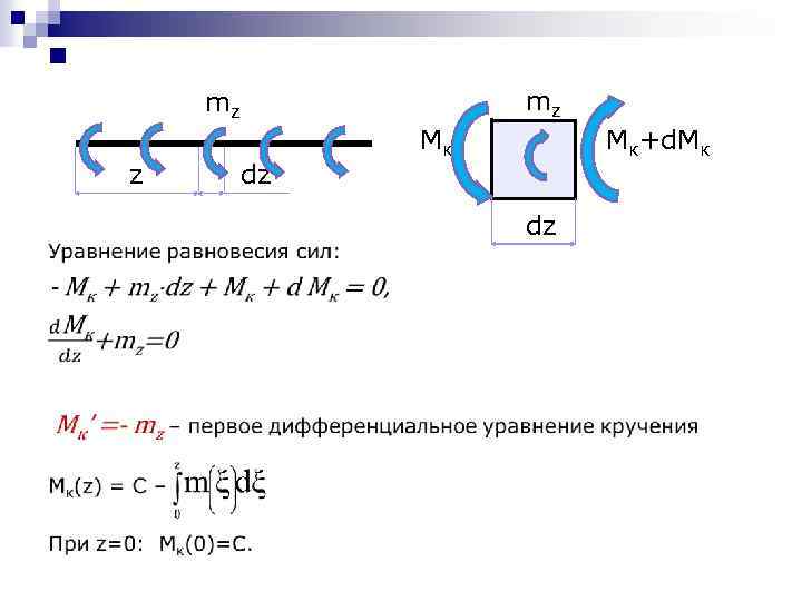 n mz mz z dz Mк Mк+d. Mк dz 