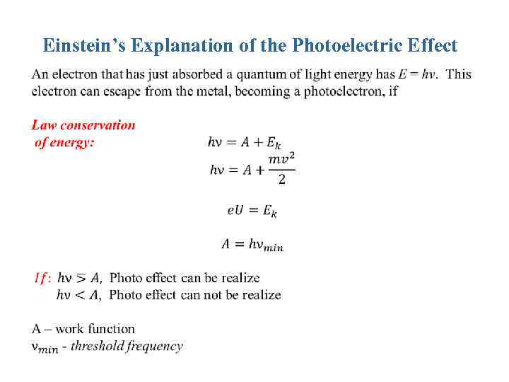 Einstein’s Explanation of the Photoelectric Effect 