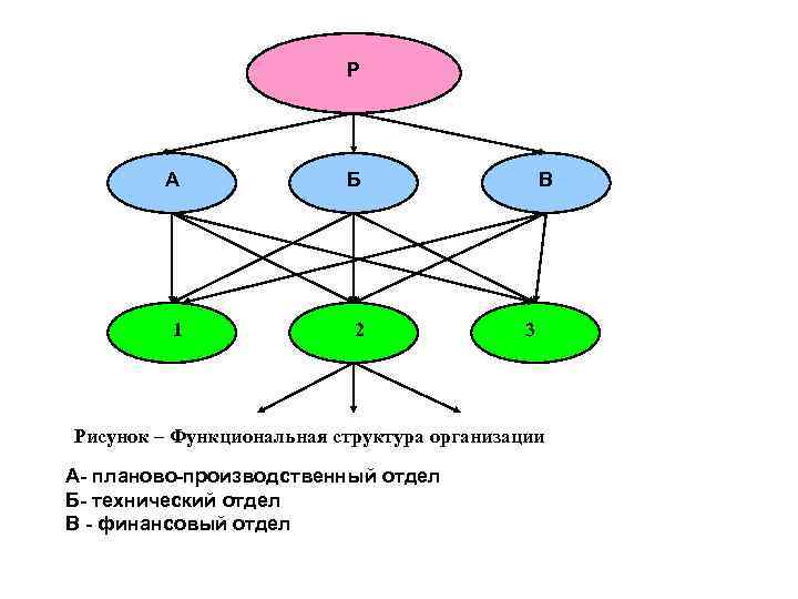 Р А Б 1 2 В 3 Рисунок – Функциональная структура организации А- планово-производственный