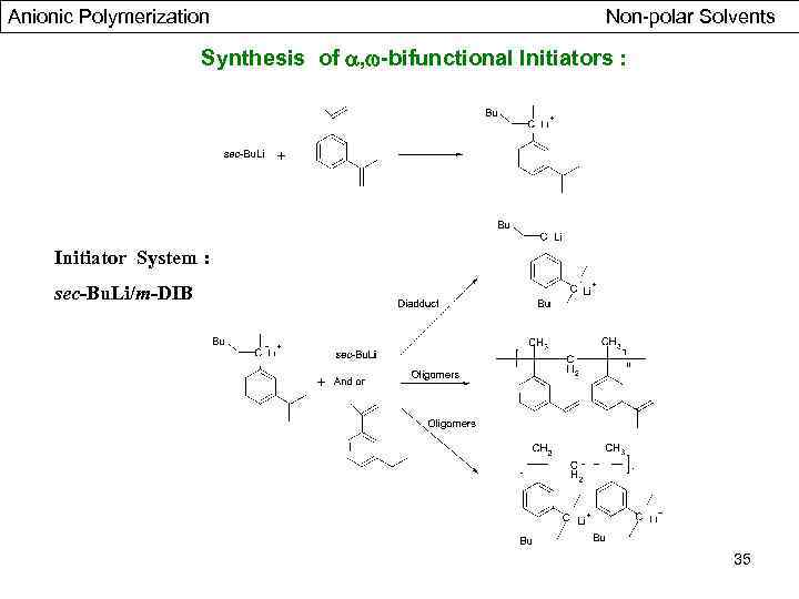 Anionic Polymerization Non-polar Solvents Synthesis of , -bifunctional Initiators : Initiator System : sec-Bu.