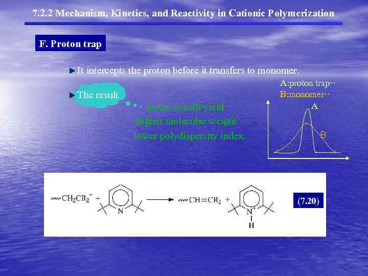 7. 2. 2 Mechanism, Kinetics, and Reactivity in Cationic Polymerization F. Proton trap It