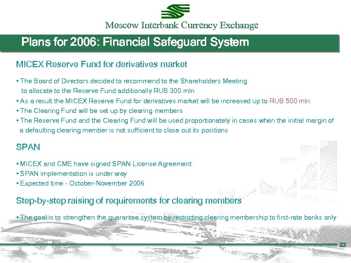 Moscow Interbank Currency Exchange Plans for 2006: Financial Safeguard System MICEX Reserve Fund for