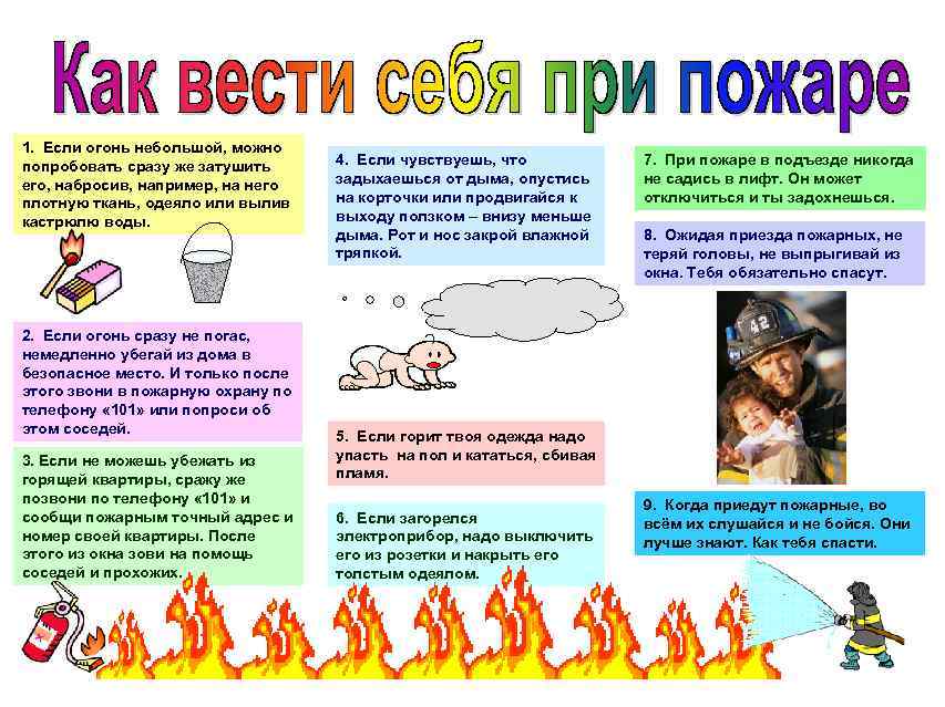 1. Если огонь небольшой, можно попробовать сразу же затушить его, набросив, например, на него