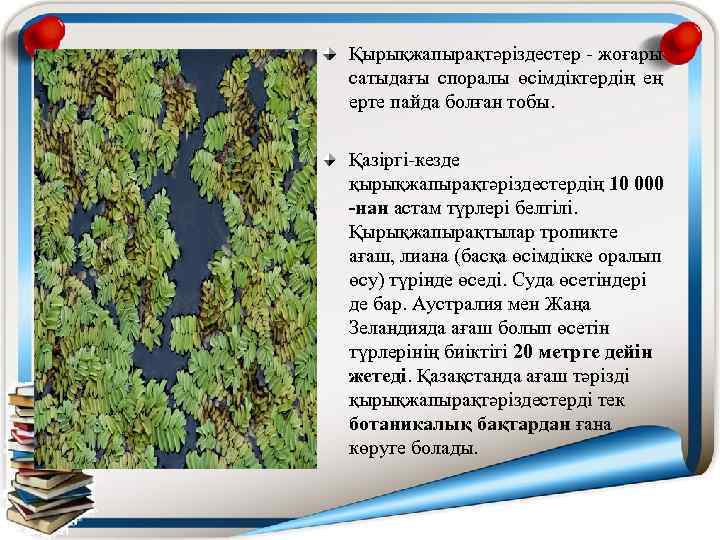 Қырықжапырақтәріздестер - жоғары сатыдағы споралы өсімдіктердің ең ерте пайда болған тобы. Қазіргі-кезде қырықжапырақтәріздестердің 10