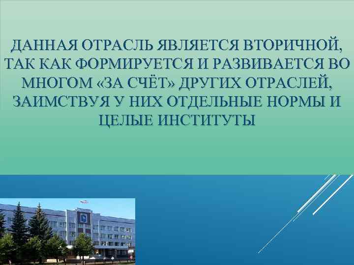 ДАННАЯ ОТРАСЛЬ ЯВЛЯЕТСЯ ВТОРИЧНОЙ, ТАК КАК ФОРМИРУЕТСЯ И РАЗВИВАЕТСЯ ВО МНОГОМ «ЗА СЧЁТ» ДРУГИХ