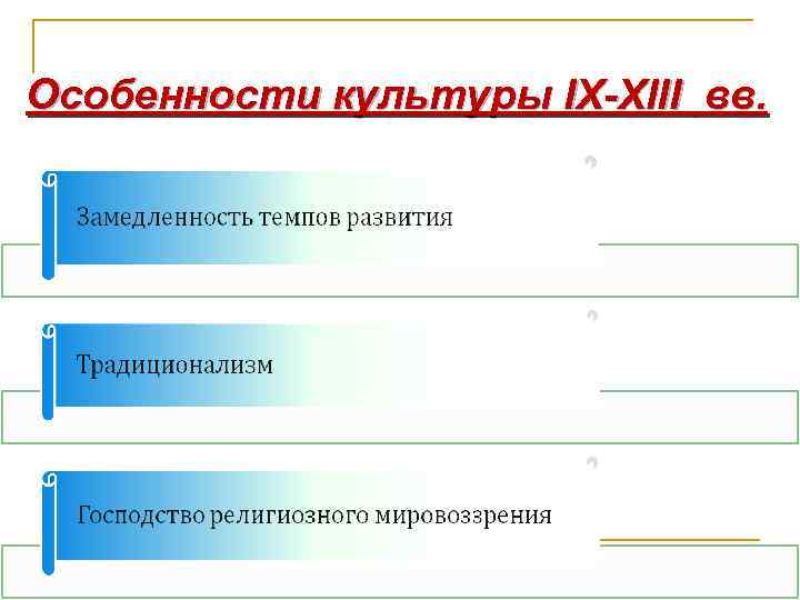 Особенности культуры IX-XIII вв. 